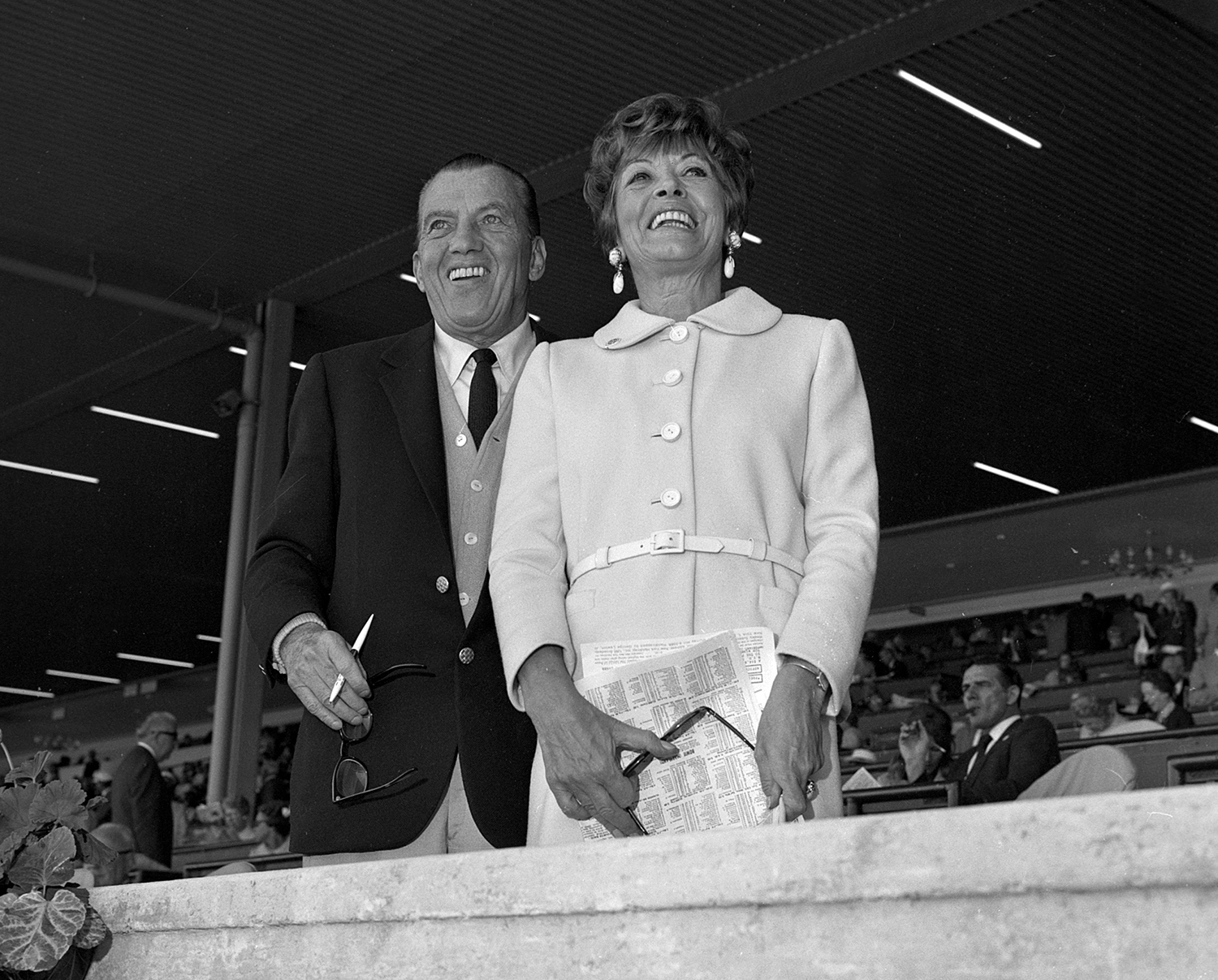 Mr. and Mrs. Ed Sullivan at Hialeah, February 1968 (Jim Raftery Turfotos)
