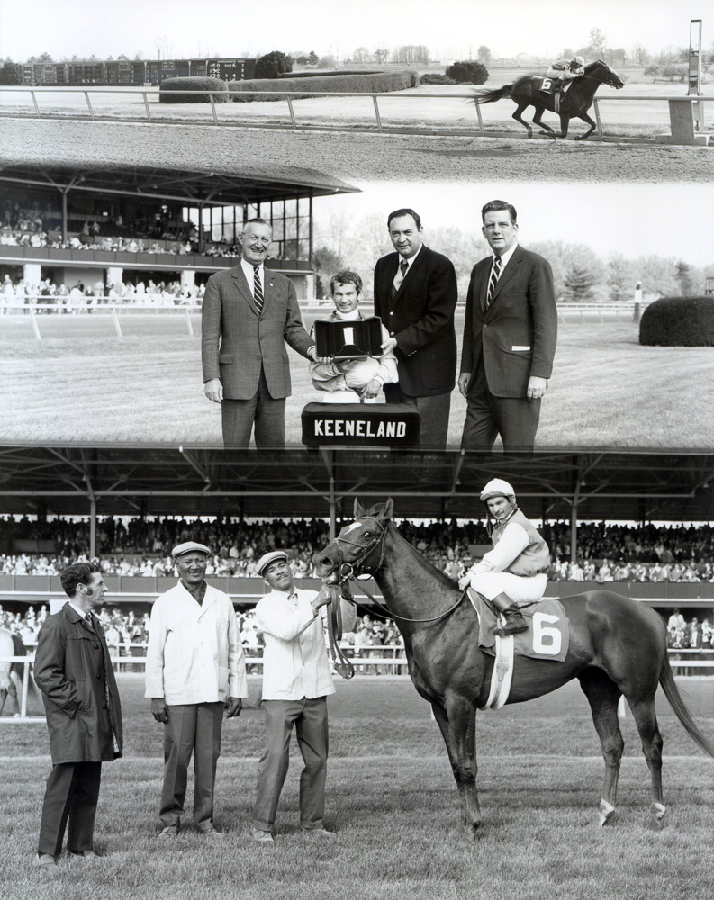 Win composite photograph for the 1969 Blue Grass Stakes at Keeneland; Arts and Letters (Bill Shoemaker up) won by 15 lengths (Keeneland Association/Museum Collection)