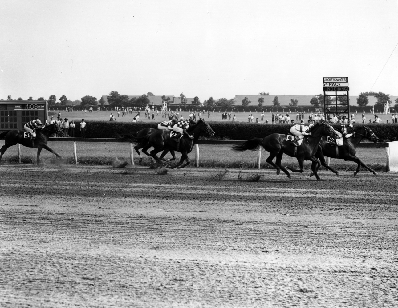 Assault (Eddie Arcaro up) winning the 1947 Butler Handicap at Jamaica Race Course (Keeneland Library Morgan Collection/Museum Collection)