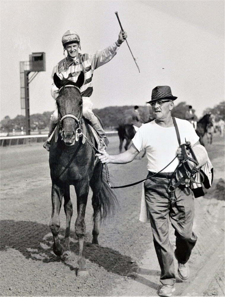 Carry Back (John Sellers up) after winning the 1961 Jerome Handicap at Aqueduct (Keeneland Library Morgan Collection)
