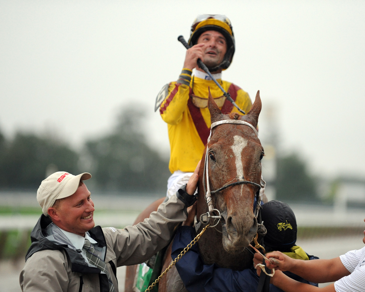 Curlin and Robby Albarado after winning their second consecutive Jockey Club Gold Cup (NYRA)