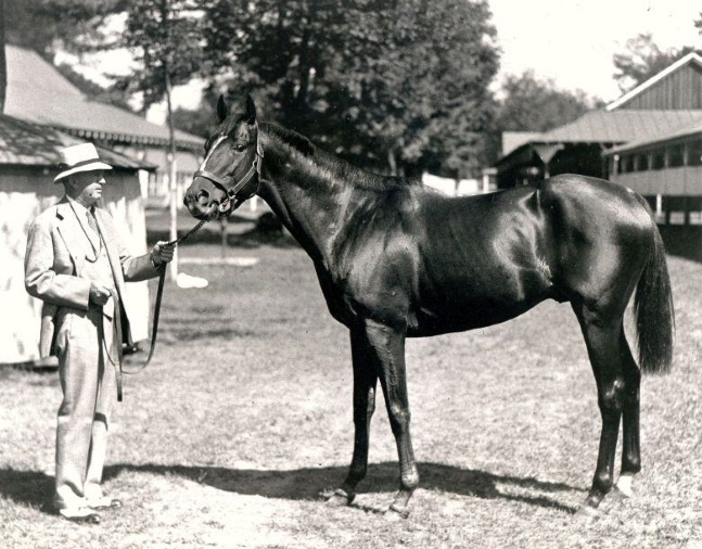 Equipoise with trainer Thomas J. Healey at Saratoga (Keeneland Library Cook Collection/Museum Collection)