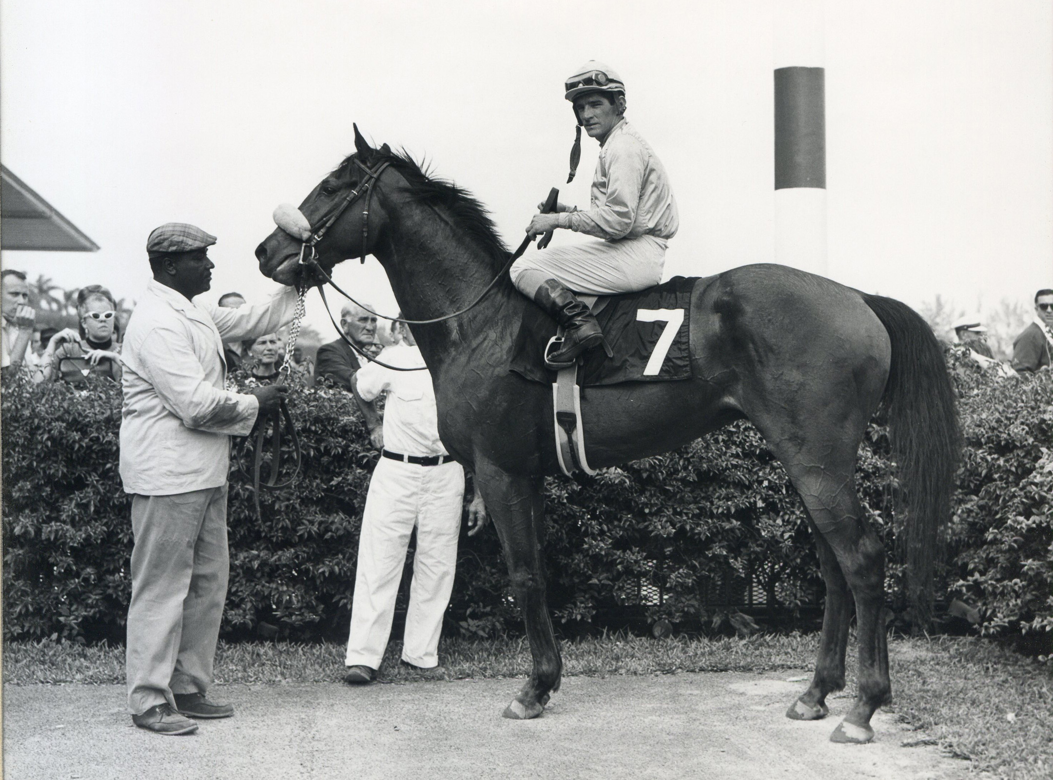 Fort Marcy (Manuel Ycaza up) in the winner's circle at Hialeah (Jim Raftery Turfotos/Museum Collection)