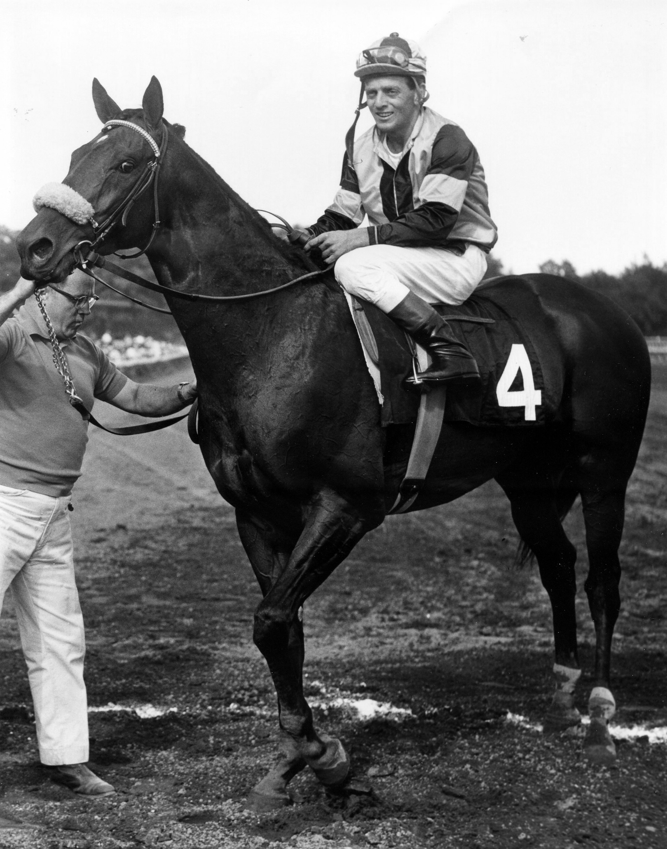 Gun Bow (Walter Blum up) in the winner's circle for the 1964 Whitney at Saratoga (Bob Coglianese/Museum Collection)