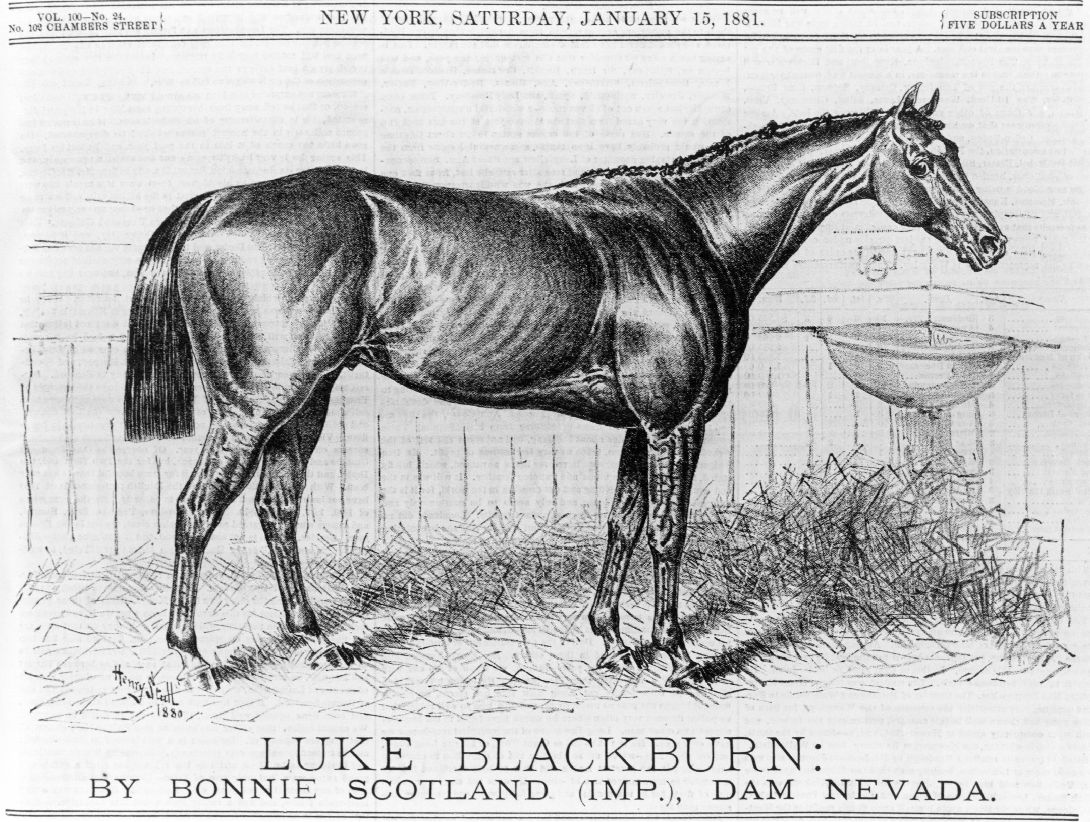 A likeness of Luke Blackburn from the "Spirit of the Times," January 15, 1881 (Keeneland Library Collection/Museum Collection)