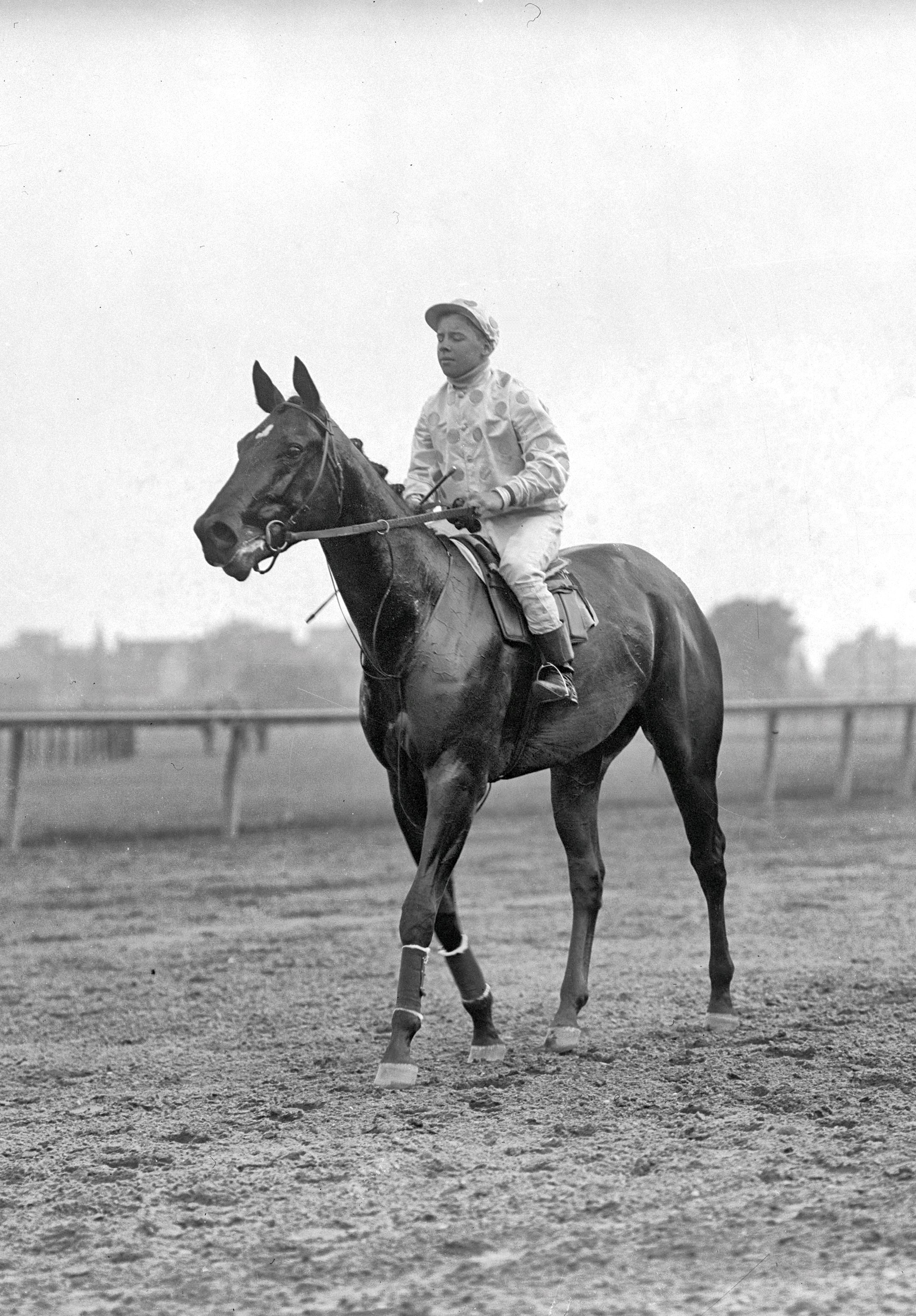 Maskette with Joe Notter up, undated (Keeneland Library Cook Collection)