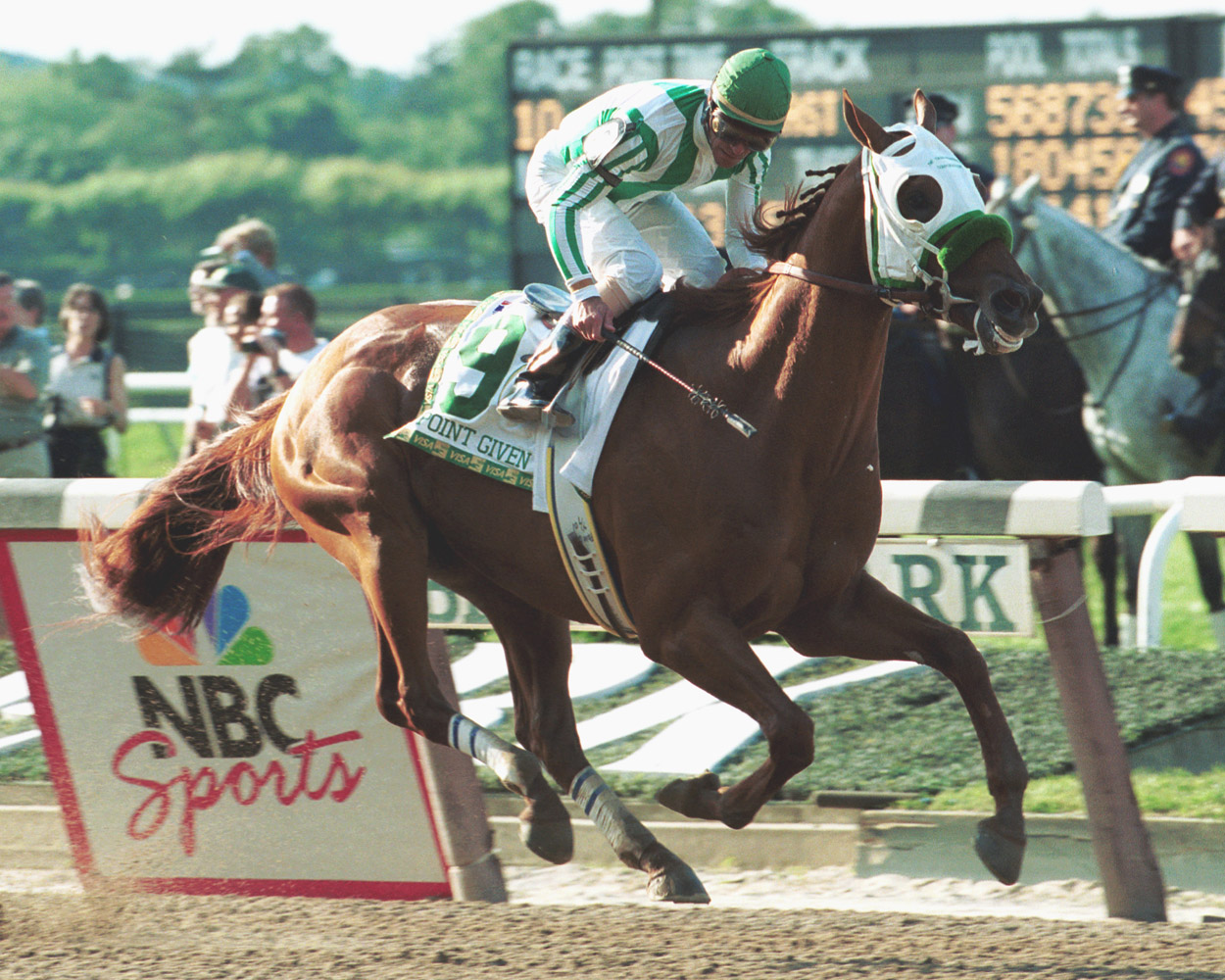 Point Given (Gary Stevens up) winning the 2001 Belmont Stakes (NYRA)