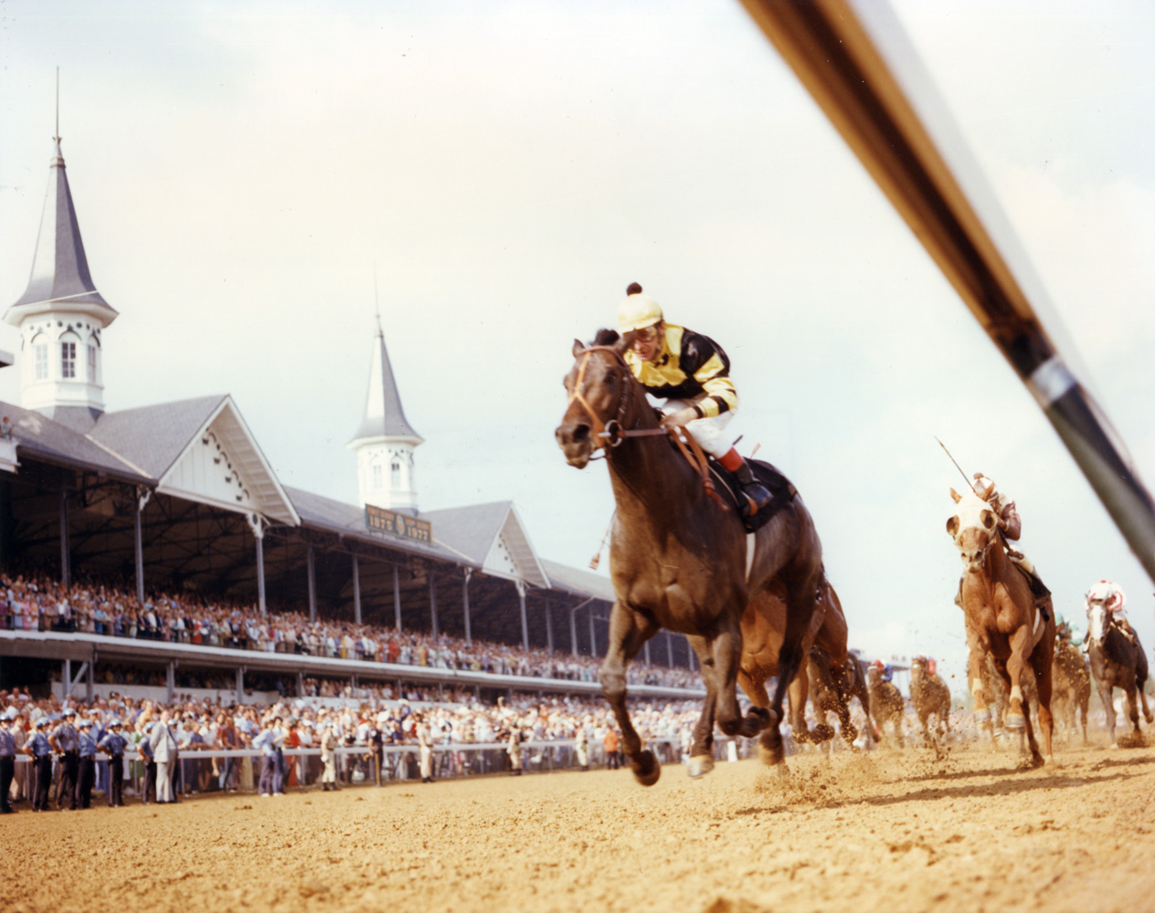 Seattle Slew (Jean Cruguet up) winning the 1977 Kentucky Derby (Churchill Downs Inc./Kinetic Corp. /Museum Collection)