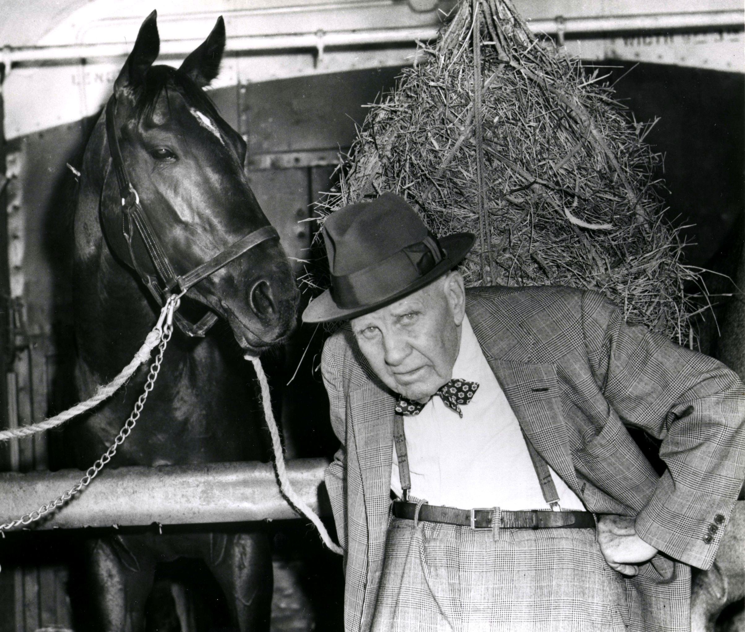 Bold Ruler with trainer James "Sunny Jim" Fitzsimmons at Belmont in 1957 (Keeneland Library Morgan Collection/Museum Collection)