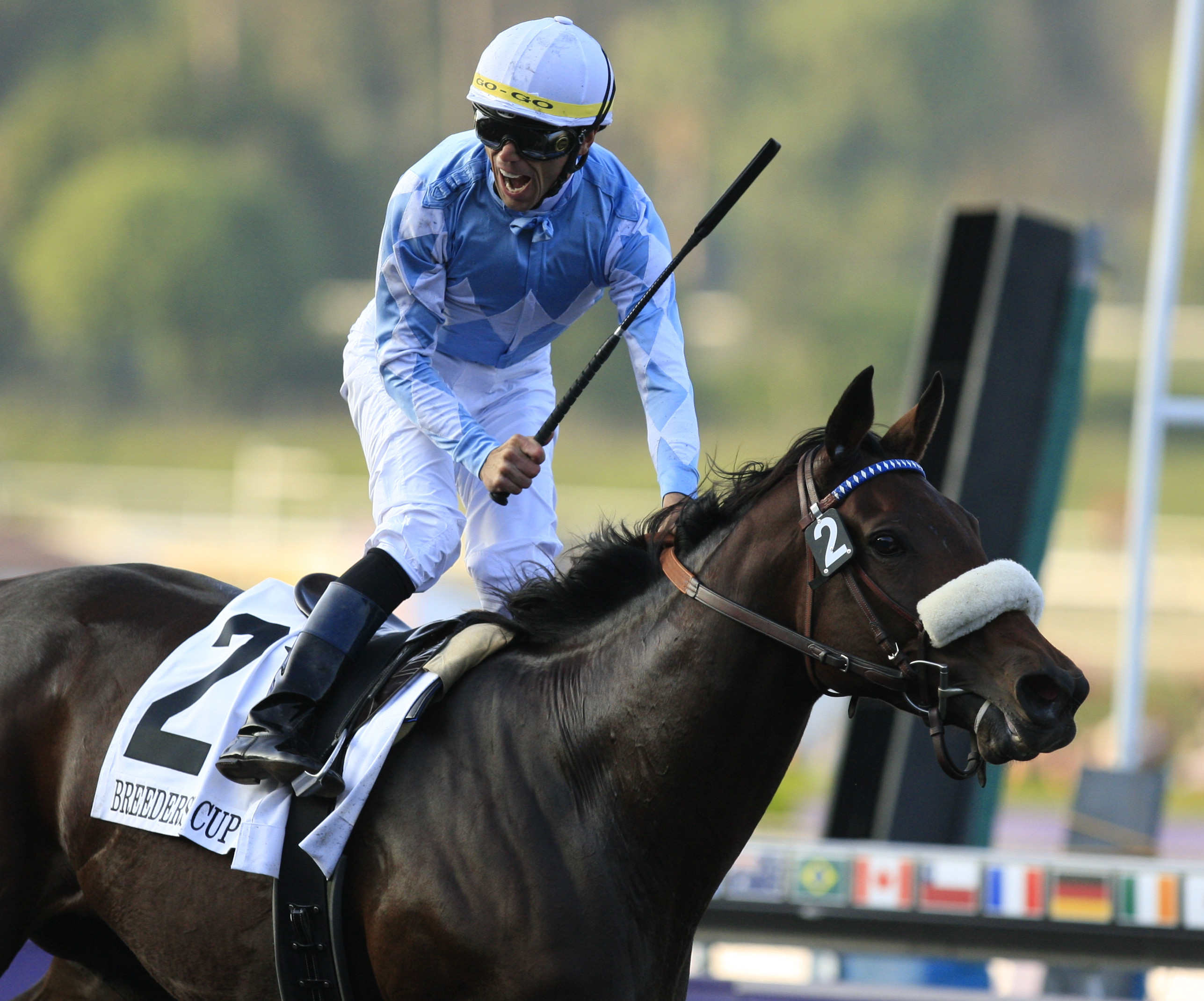 Garrett Gomez winning the 2009 Breeders' Cup Ladies' Classic with Life Is Sweet (Breeders' Cup Photo)