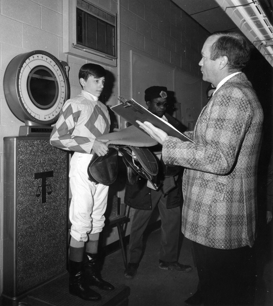 Steve Cauthen as an apprentice jockey, weighing out at Aqueduct (Bob Coglianese/Museum Collection)
