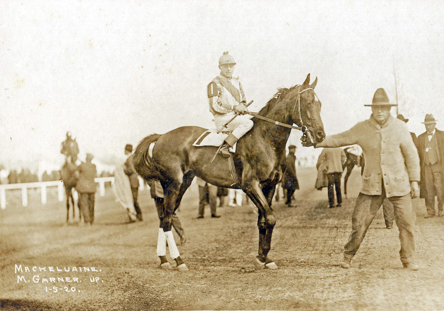 Mack Garner and Mackelvaine in the winner's circle at New Orleans (Museum Collection)