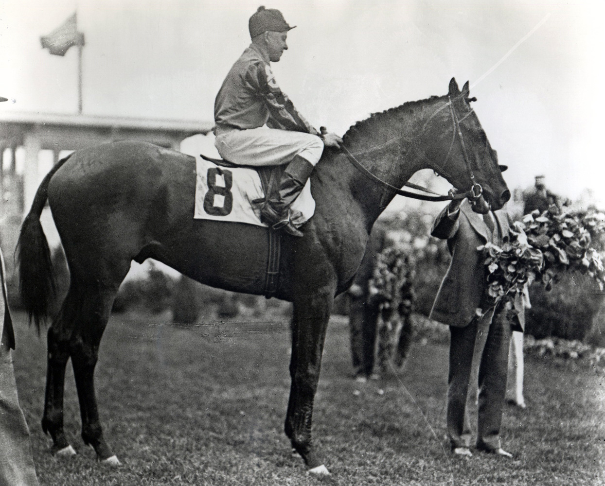 Twenty Grand and Charles Kurtsinger in the winner's circle for the 1931 Kentucky Derby (Churchill Downs Inc./Kinetic Corp. /Museum Collection)