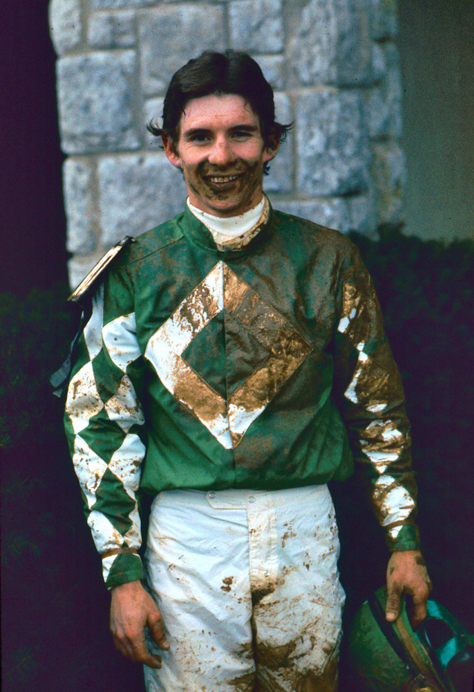 Craig Perret after winning the 1976 Spinster with Optimistic Gal at Keeneland (Keeneland Association)