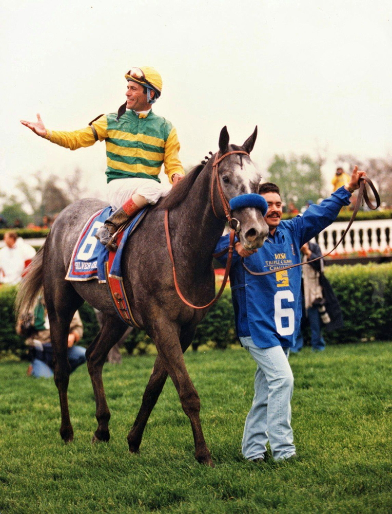 Gary Stevens and Silver Charm approaching the winner's circle after winning the 1997 Kentucky Derby (Barbara D. Livingston)