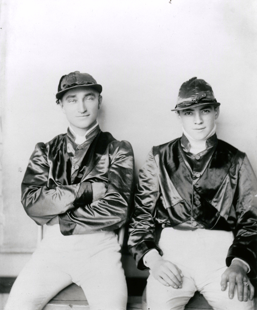 Fred Taral (on left) with a fellow jockey (Keeneland Library Cook Collection/Museum Collection)