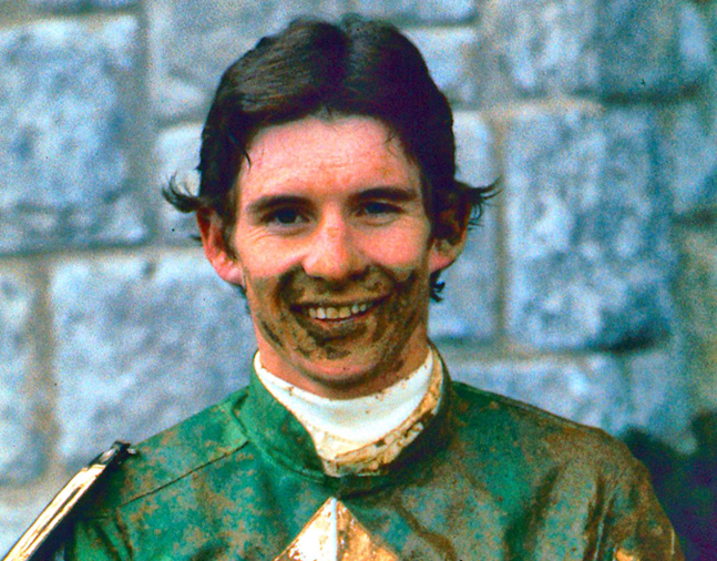 Craig Perret after winning the 1976 Spinster with Optimistic Gal at Keeneland (Keeneland Association)