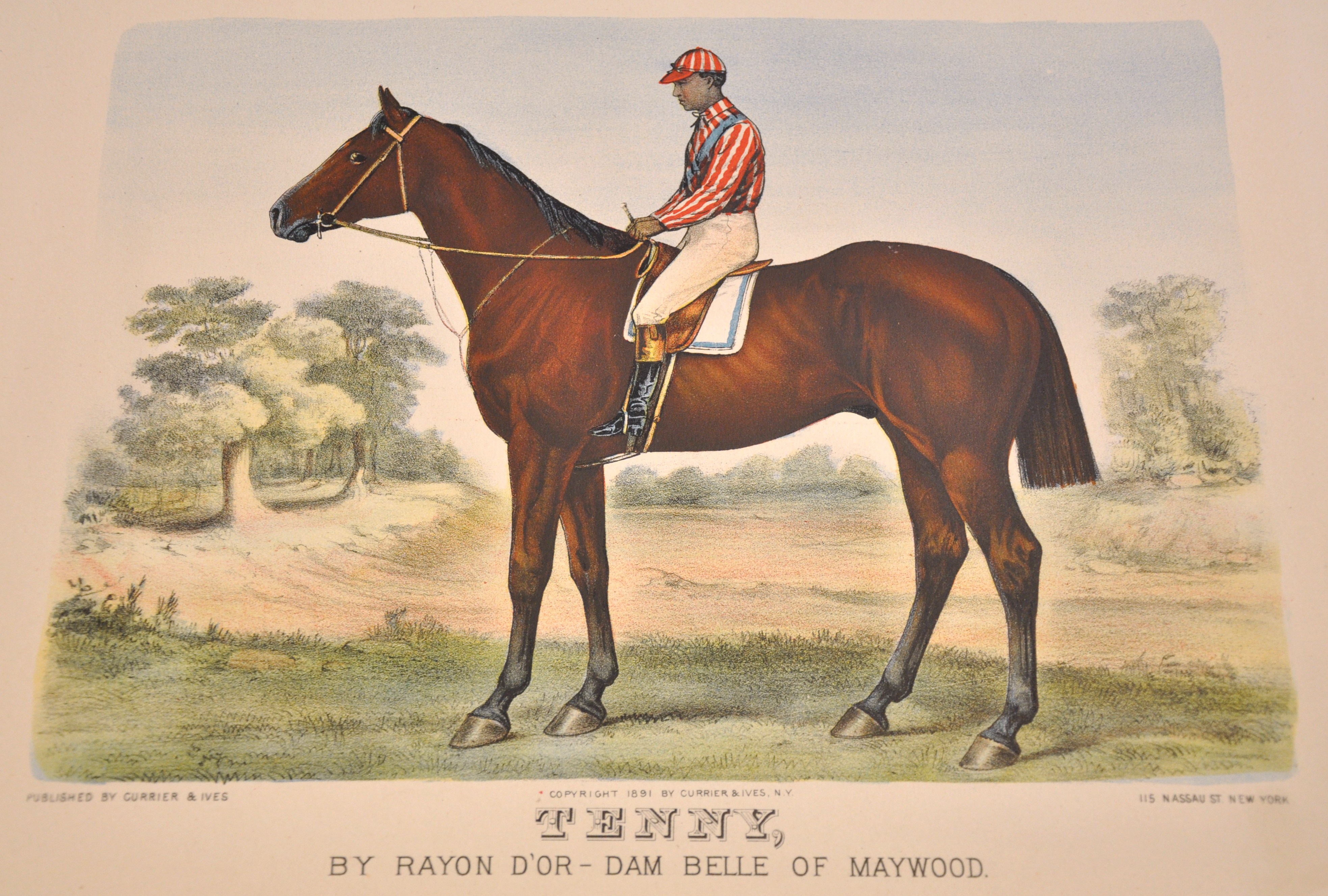 Currier & Ives print of Tenny with jockey (believed to be Shelby Barnes) (Museum Collection)
