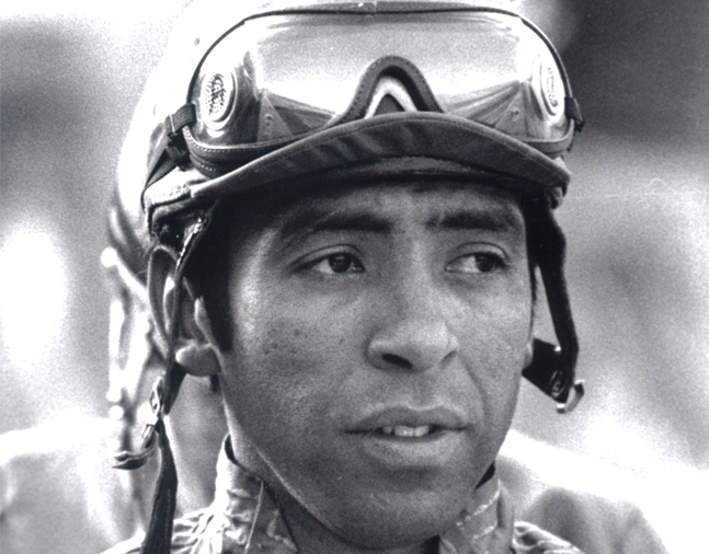 Angel Cordero, Jr. at Santa Anita Park, March 1979 (Bill Mochon/Museum Collection)