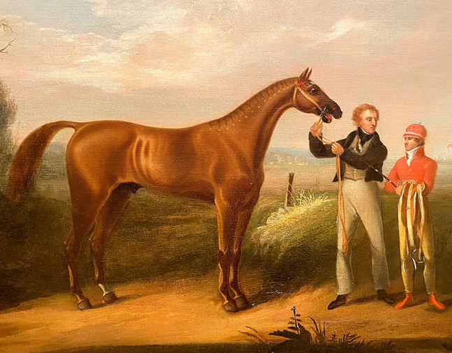 An oil on canvas painting of American Eclipse following his victory over Sir Henry in the great match race by Alvan Fisher, gifted to the Museum by Augustus Van Cortlandt (Museum Collection)