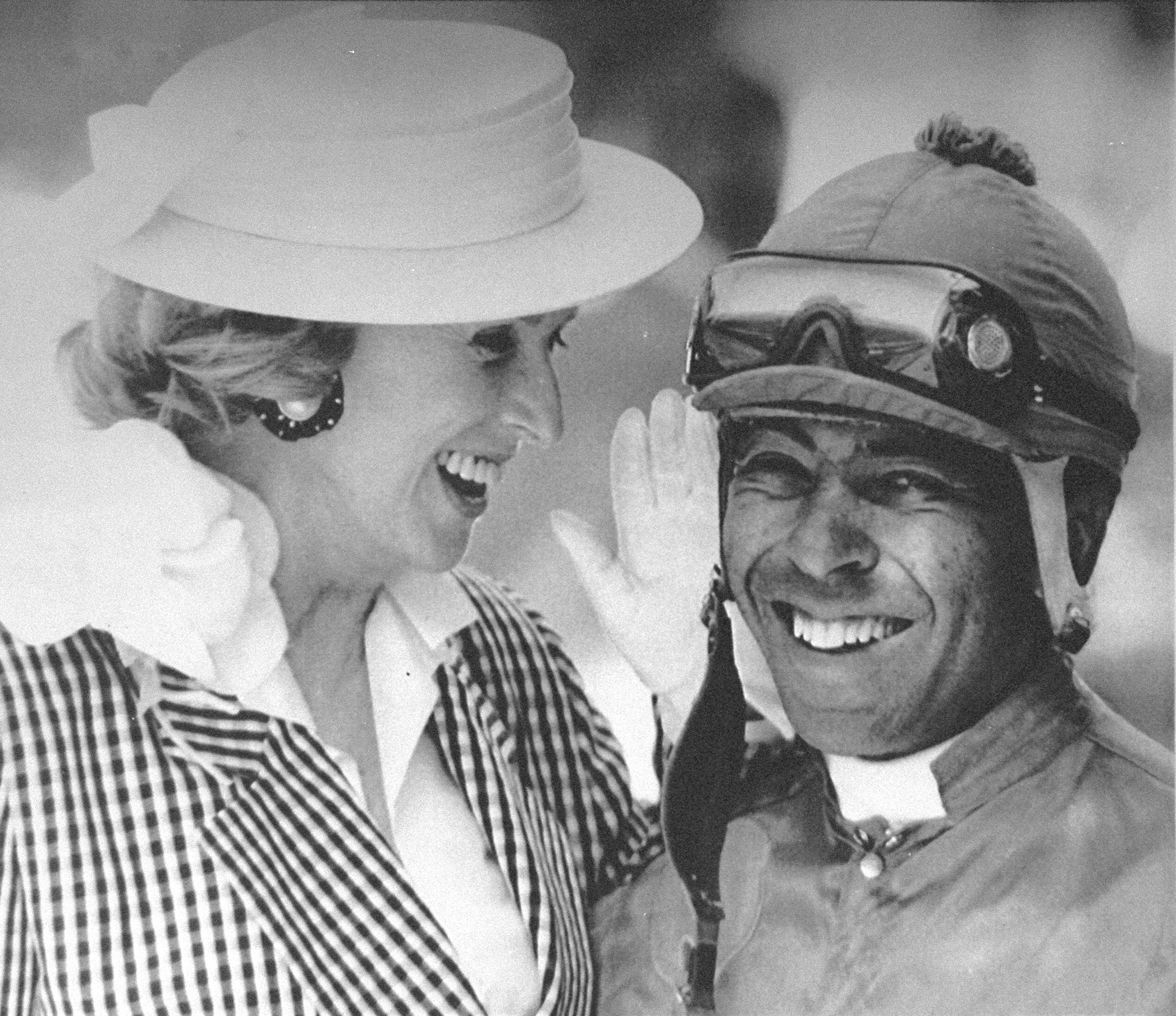 Marylou Whitney and Angel Cordero, Jr., at Saratpga, 1988 (Dan Farrell/Getty Images)