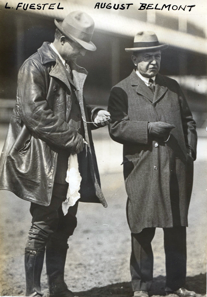 Trainer Lou Feustel and August Belmont II in 1915 (C. C. Cook/Museum Collection)