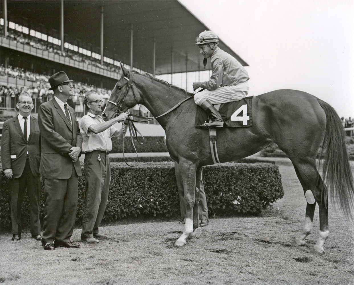 Bull Hancock in the winner's circle with Moccasin (Museum Collection)