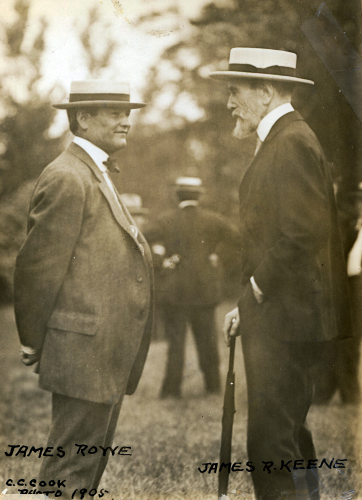 Trainer James Rowe (left) and James R. Keene (right) in 1905 (C. C. Cook/Museum Collection)