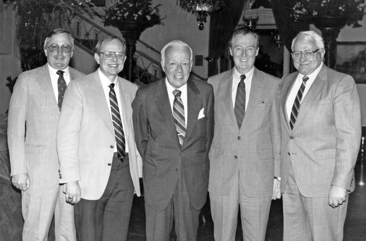 The 1986 Breeders' Cup Selection Committee, chaired by Jimmy Kilroe (center): Lenny Hale, Eual Wyatt, Tom Trotter, and Lou Cavalaris (Keeneland Library Thoroughbred Times Collection)