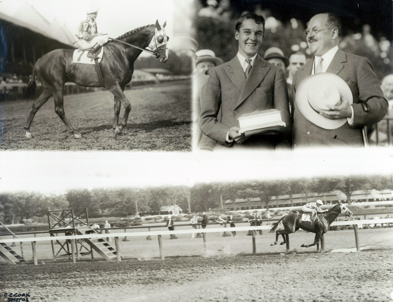 Win composite photograph for the 1934 Whitney at Saratoga, won by Discovery (owned by Alfred G. Vanderbilt II) (C. C. Cook/Museum Collection)