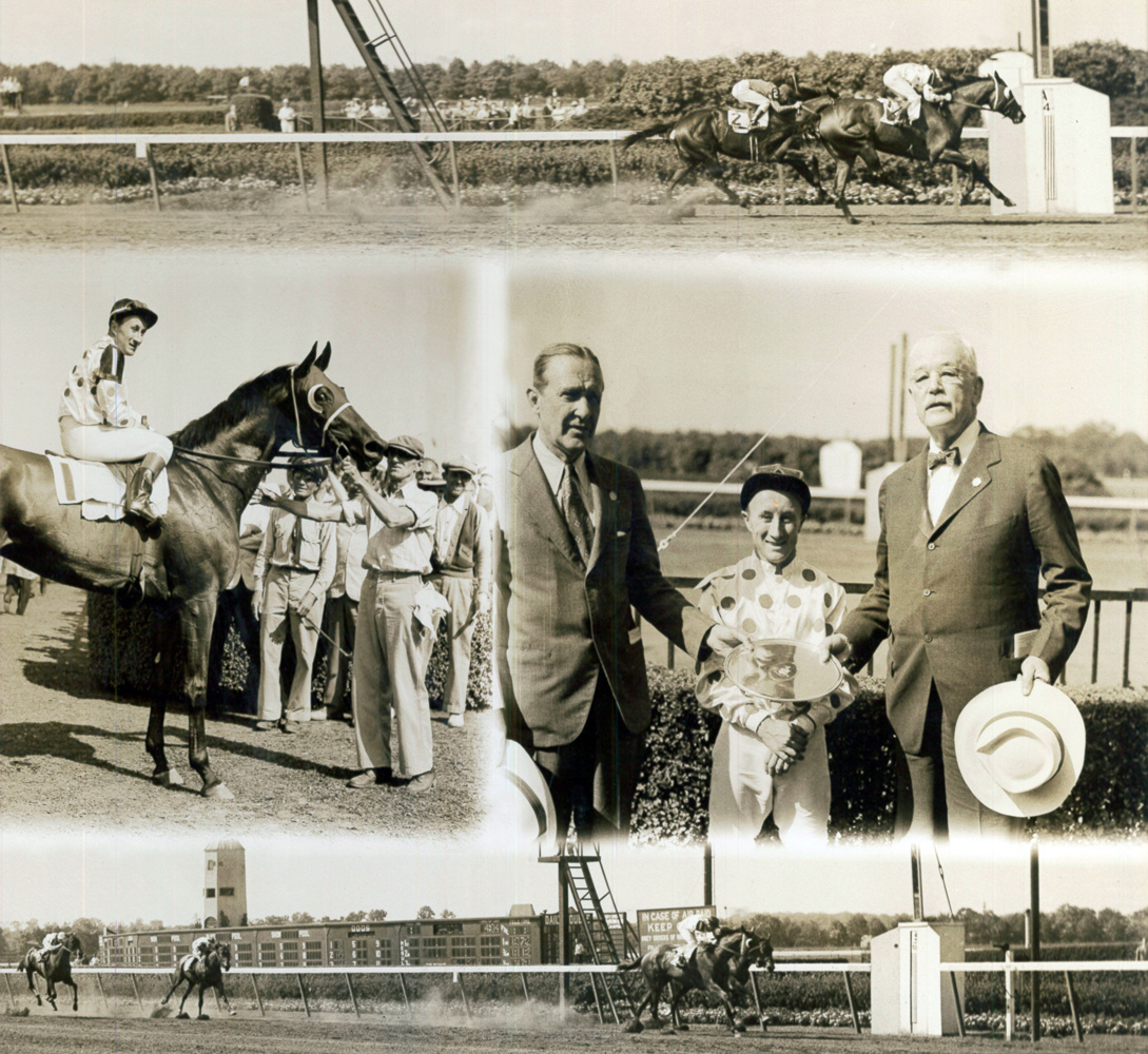Win composite photograph from the 1944 Alabama, won by Belair Stud's Vienna (James Stout up) (Bert Morgan/Museum Collection)