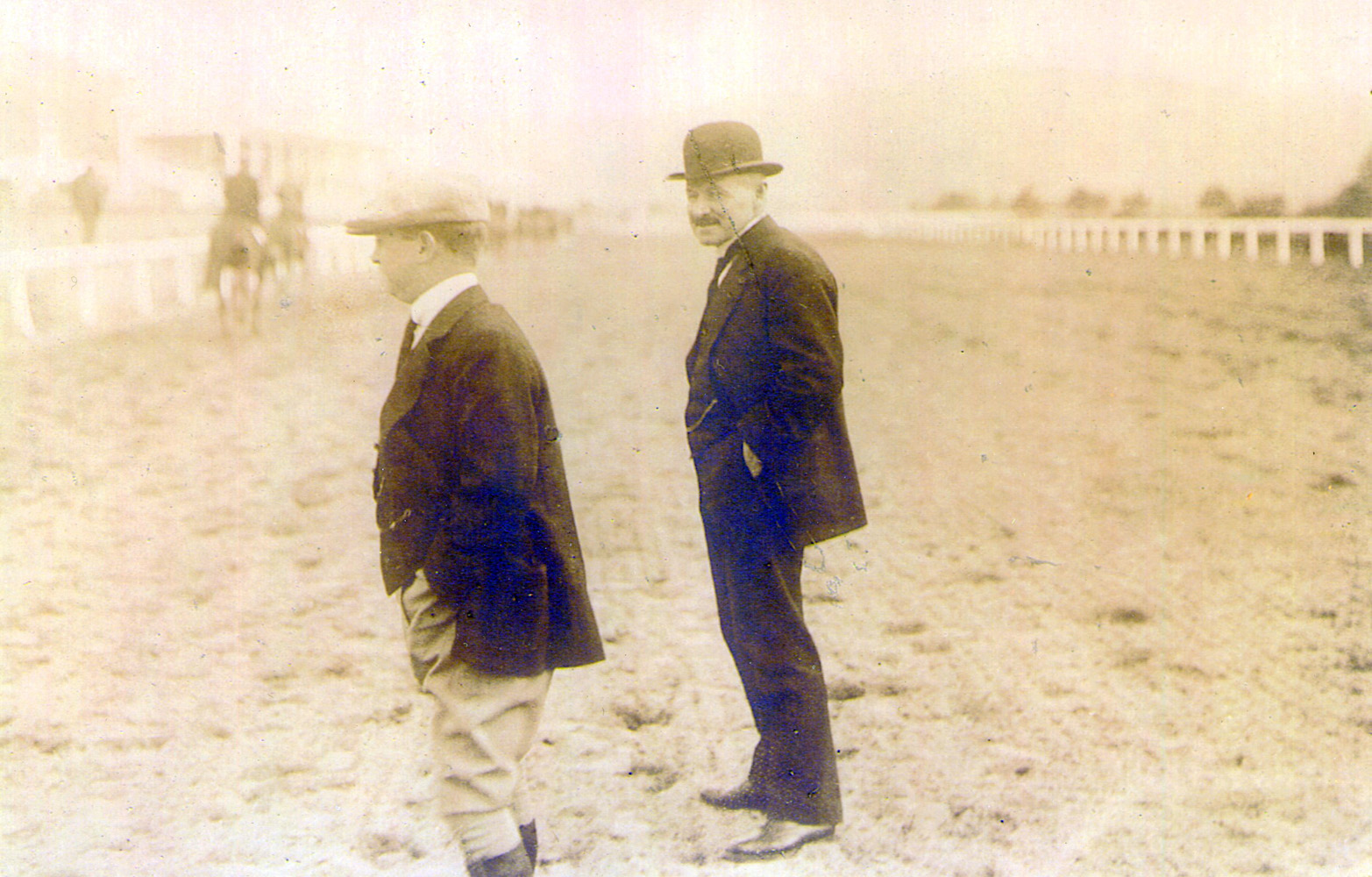 William Duke (right) on the track (Museum Collection)