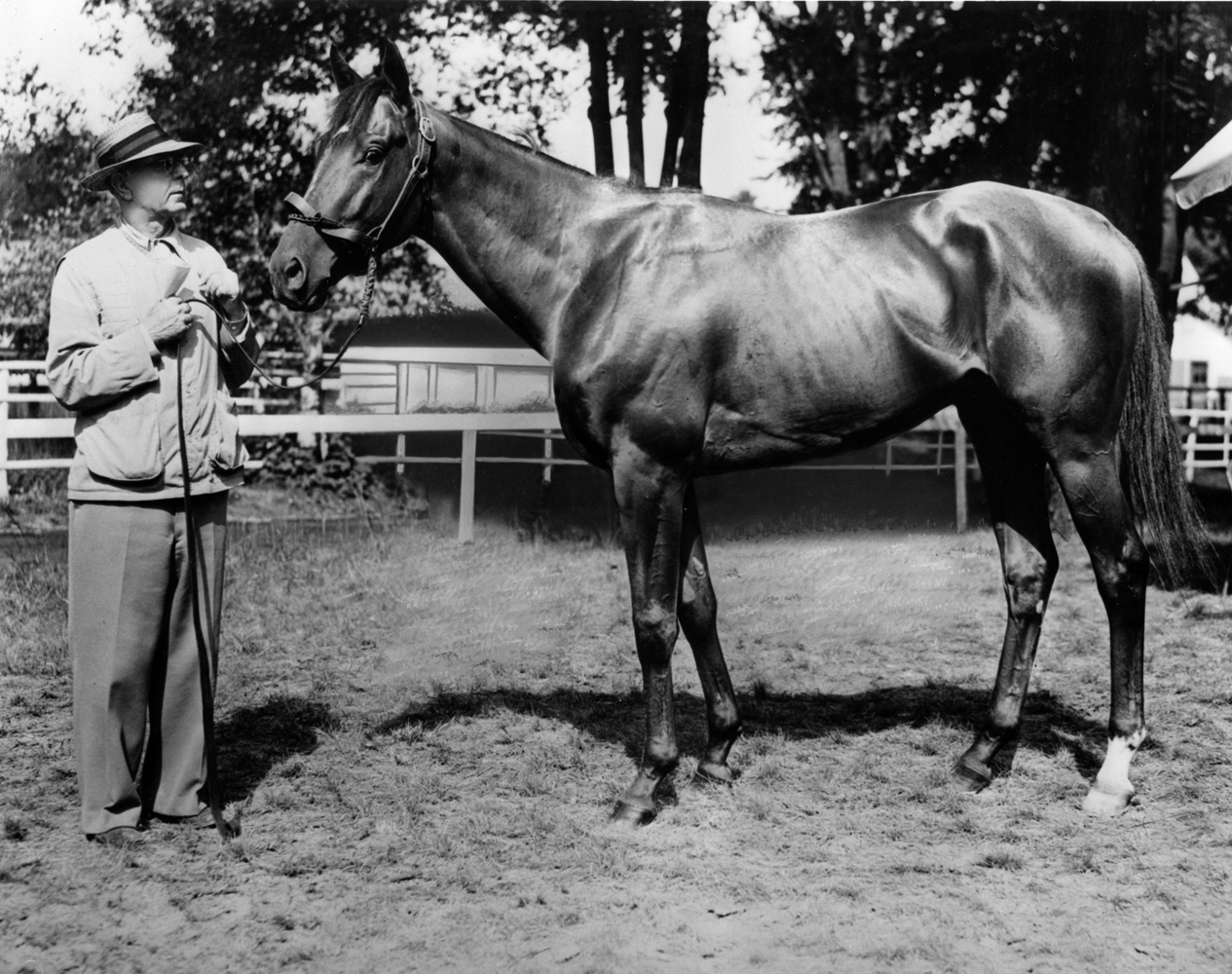 Max Hirsch and his Triple Crown winner, Assault (Keeneland Library Morgan Collection/Museum Collection)