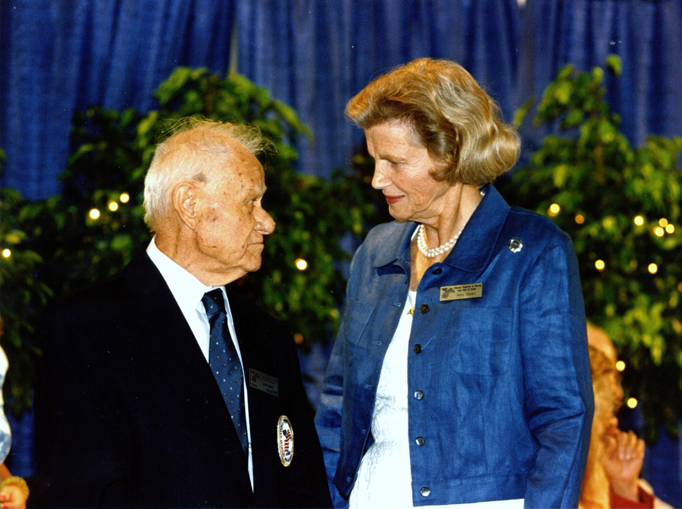 Lucien Laurin and Penny Chenery at the 1998 Hall of Fame induction of Riva Ridge (Museum Collection)
