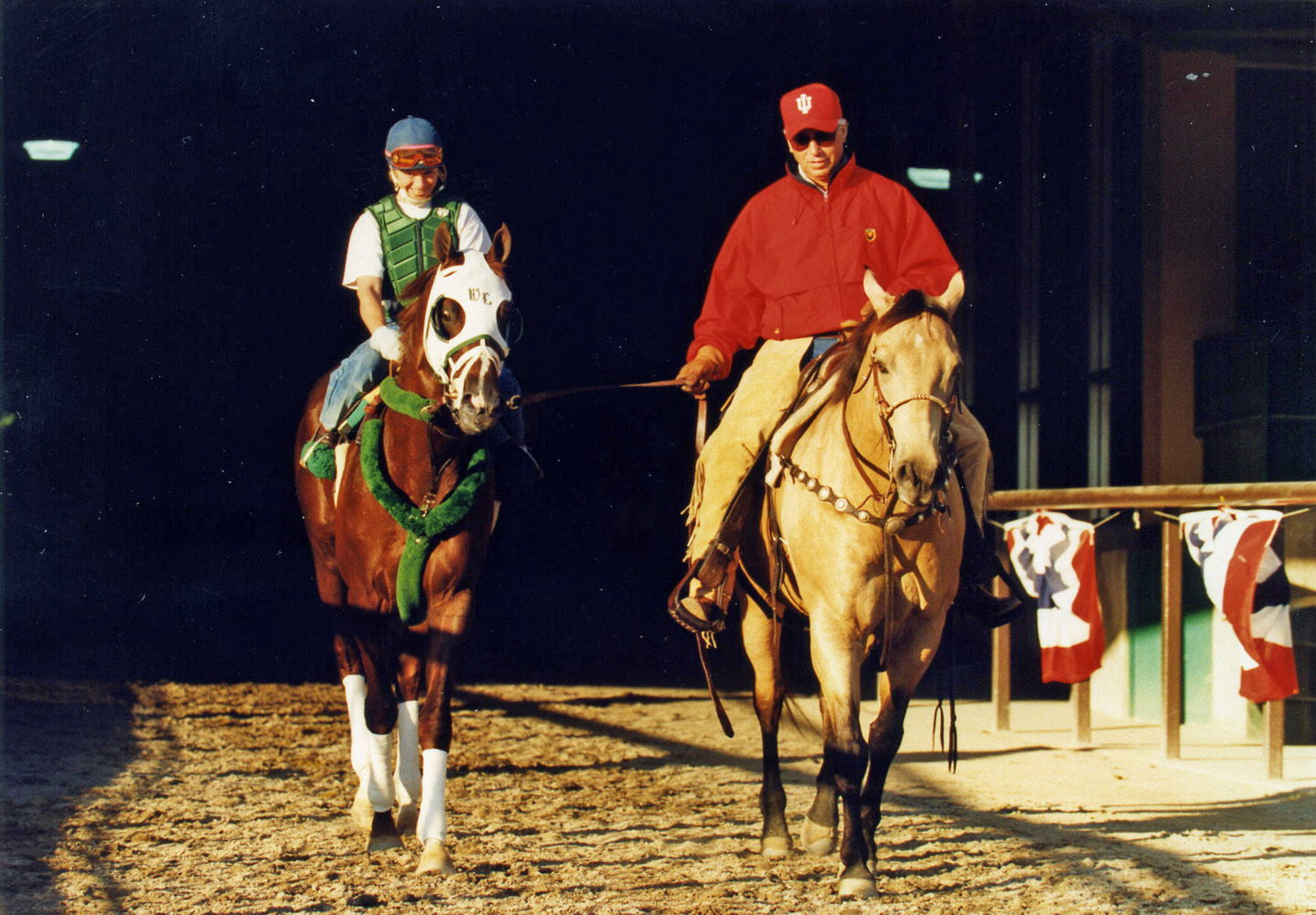 D. Wayne Lukas joining Tabasco Cat for morning workouts at Belmont Park, June 1994 (Barbara D. Livingston/Museum Collection)