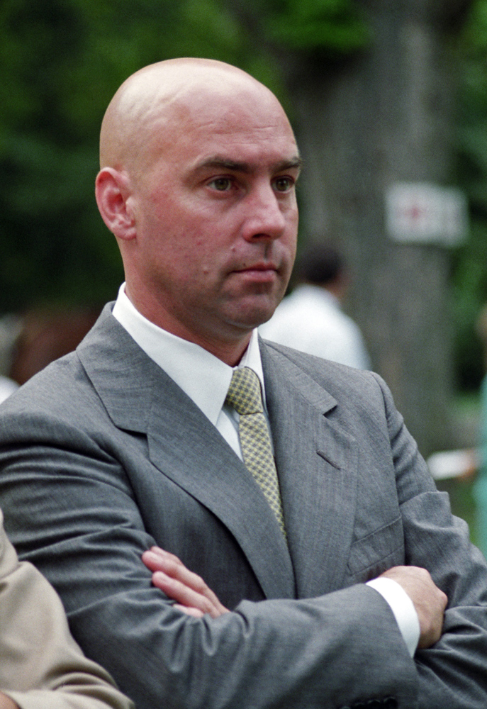 John Veitch, trainer for Calumet Farm and Darby Dan Farm, at Saratoga in 1989 (Barbara D. Livingston)